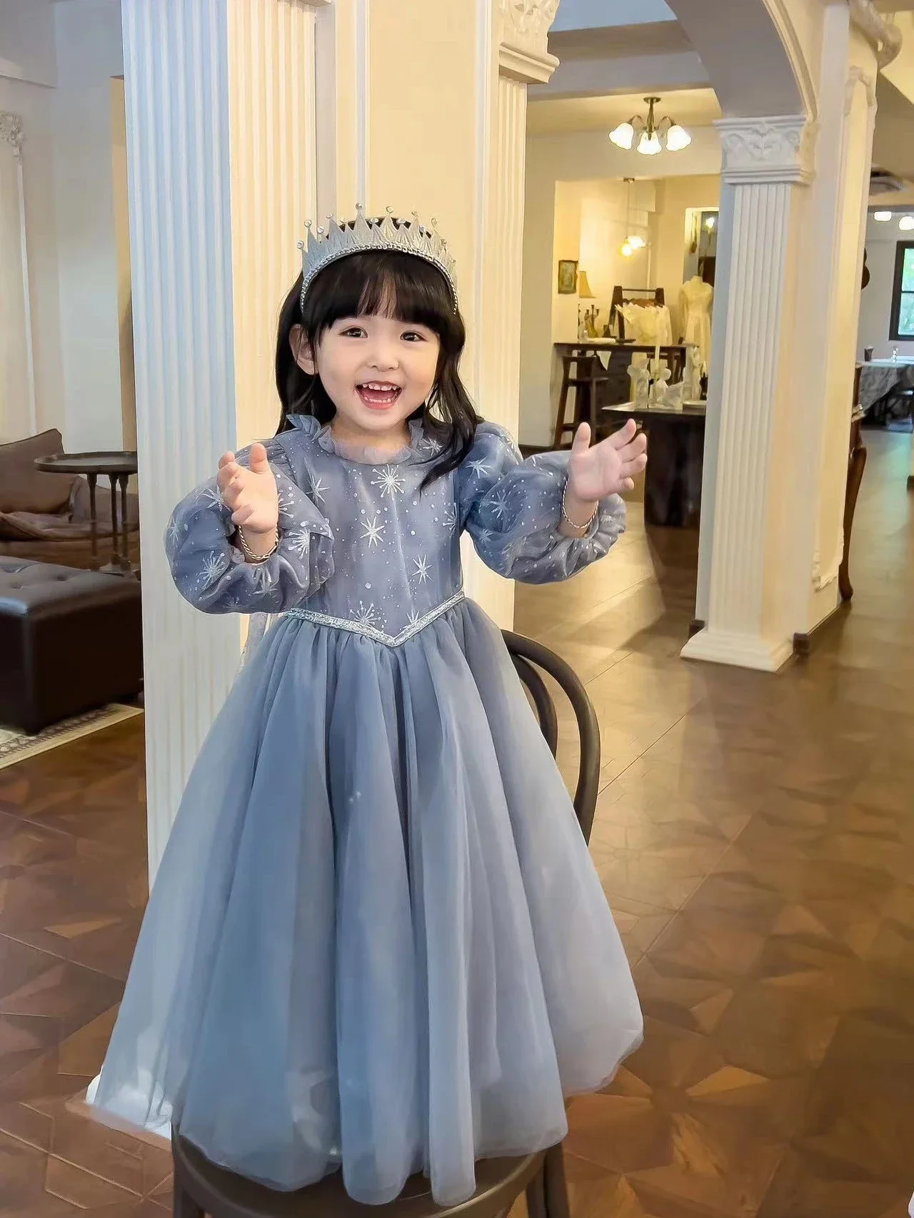 Vestido de cumpleaños de Elsa Frozen para niña pequeña, vestidos de gasa de manga larga, vestidos de Gala de princesa elegantes para niñas de 3 a 10 años, Otoño e Invierno