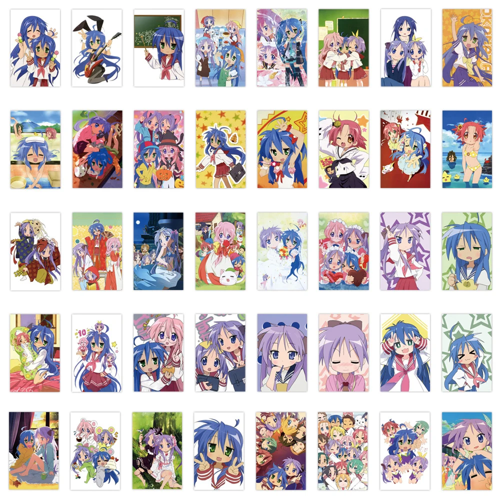 10/30/80 قطعة مضحك أنيمي محظوظ ستار ملصقات DIY بها بنفسك الهاتف المحمول الأمتعة لطيف الكرتون فتاة ايزومي كوناتا تاكارا ميوكي الشارات حزمة