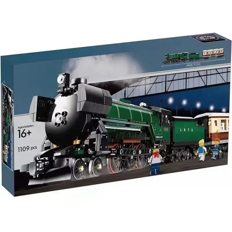 1085pcs Creative Expert Emerald Classic-styled Train Night Steam Locomotive 21005 Building Blocks Sets Compatible With Model