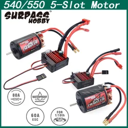 Najnowszy 5-slotowy silnik 550 540 10T 11T 12 T 13T 16T 20T 60A 80A ESC do 1/10 1/12 Traxxas TRX4 osiowy SCX10 zdalnie sterowany samochód gąsienicowy