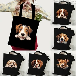 Beagle French Fighting Dog Handbag Woman's 3D Dog Series Shoulder Bags Casual Sports Fitness Commuter Bag Canvas Animal Tote Bag