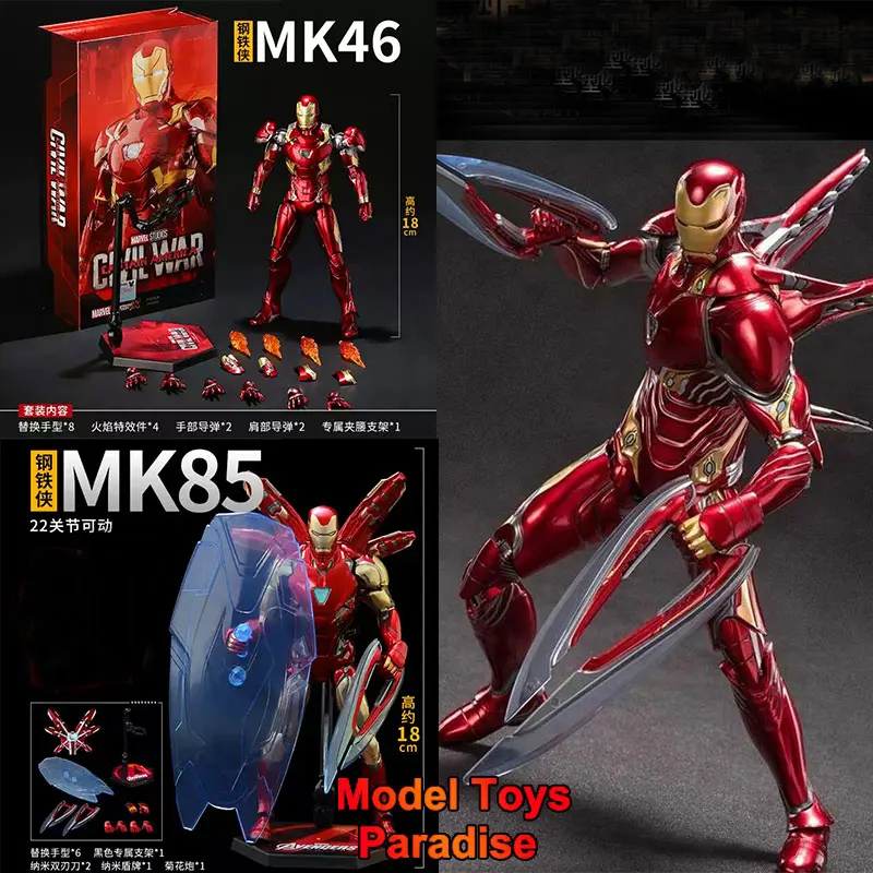 

In Stock ZD Toy 1/10 Collectible Toys Iron Man Tony Super Hero Men Soldier 18CM Action Figure Model Fans Gifts