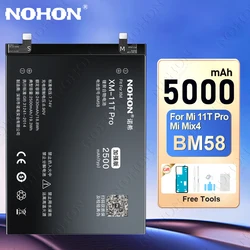 NOHON BM58 5000mAh Phone Battery for Xiaomi Mi 11T Pro 11TPro Mix 4 Mix4 Bateria Lithium Polymer Phone Batteries Free Tools