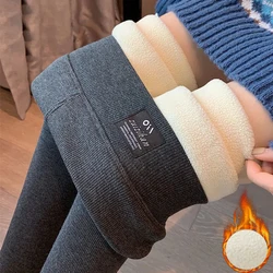 Winter Women Thick Lamb Fluff Leggings Trousers Slim Fleece Lined High Waist Leggins Pencil Pant Warm Snow Wear Legginsy Spodnie