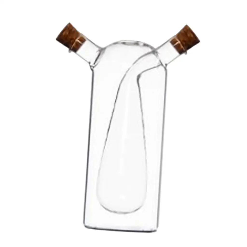 Kitchen Oil Dispenser Glass Double Pour Spout 2 in 1 Vinegar Cruet Bottle Storage Cooking Tools for House Use