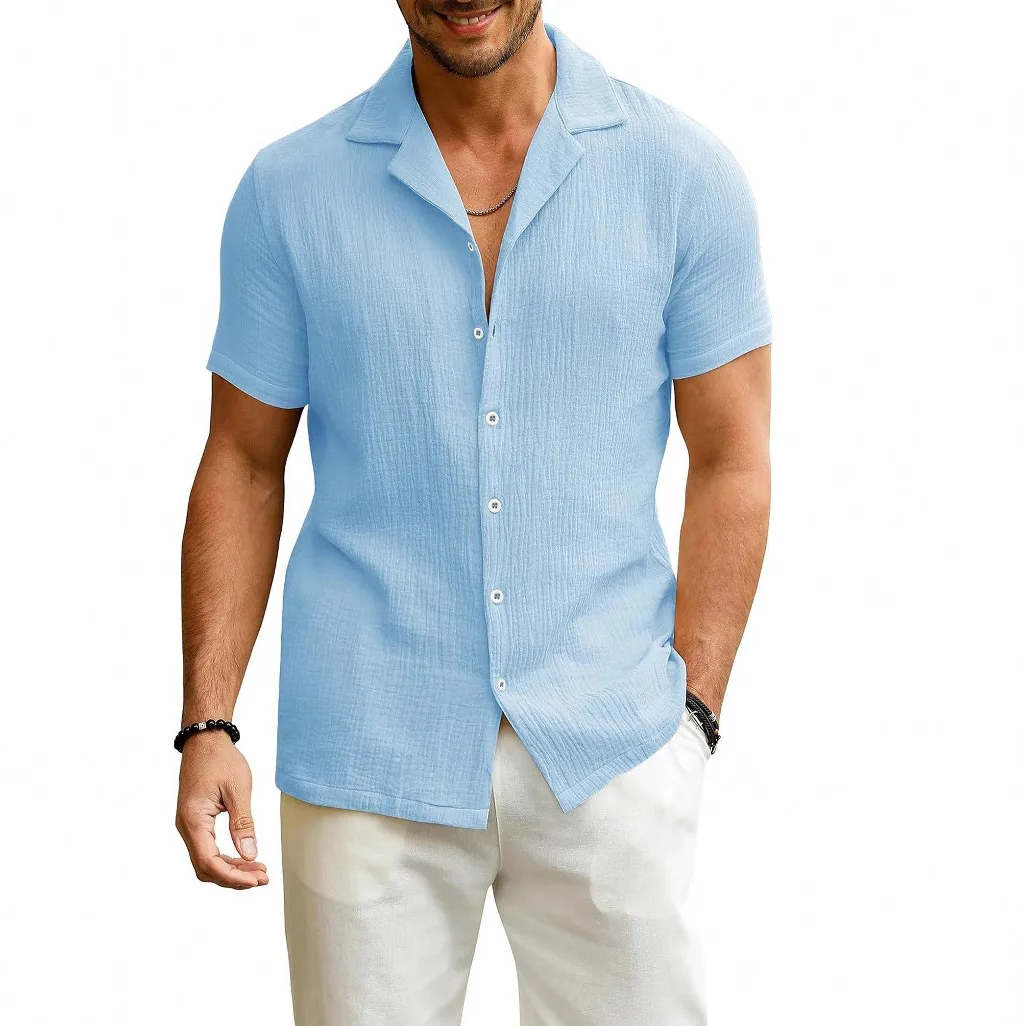 

Summer Trendy, Comfortable, Casual and Lightweight Men's Clothing – Men's Short-sleeve Cardigan Shirt for Daily Casual Wear
