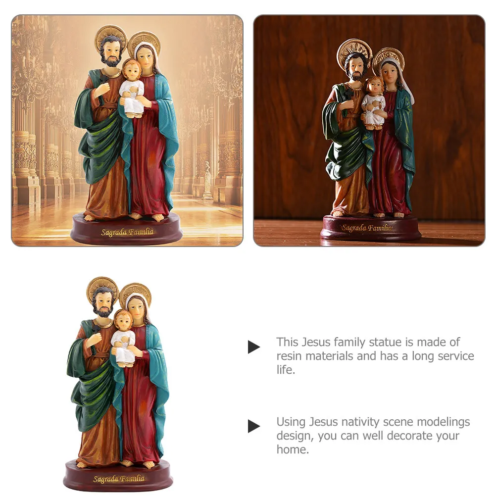 Statue Resin Nativity Scene Sculpture Desktop Decoration Christmas Ornament Religious Belief Home Decor