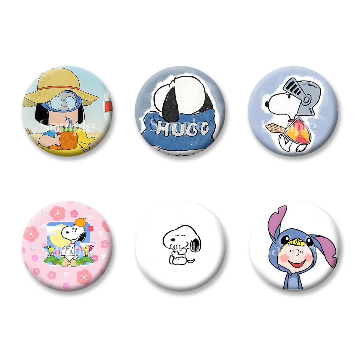 

Flash Badge Cards Snoopy Anime Cartoon Souvenir Girl Keychains Convenient Makeup Mirror Fridge Magnet ACG Accessories