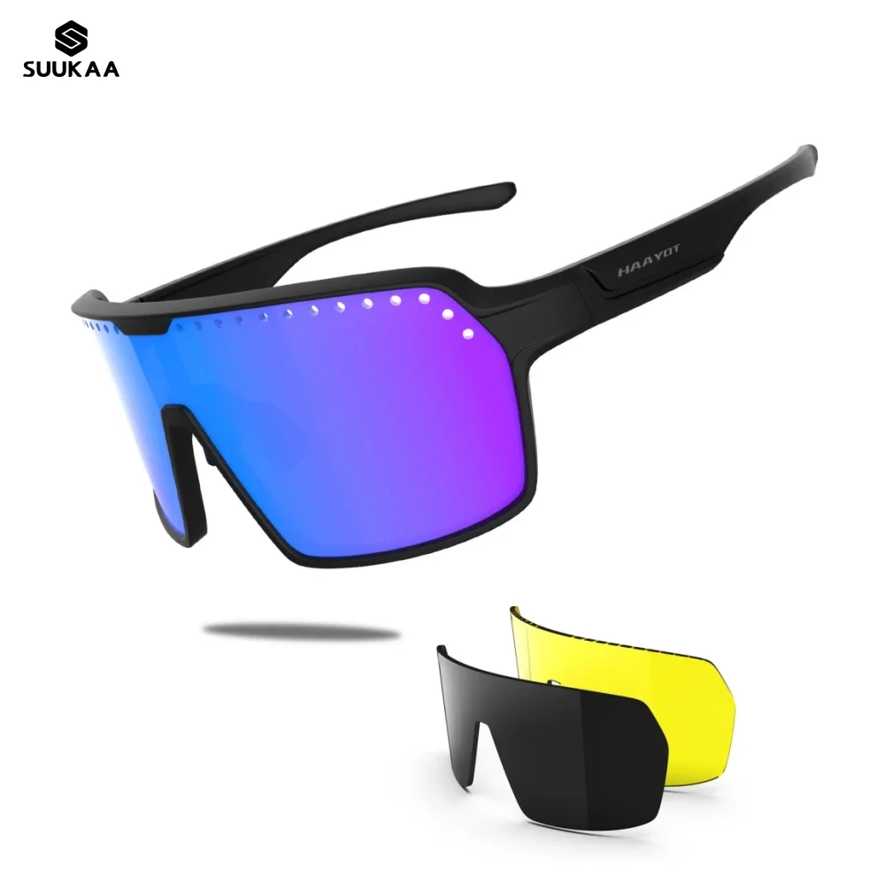 3 Lens Outdoor UV400 Sport Cycling Glasses Running Riding Fishing Sunglasses Road Bike MTB Goggle Bicycle Men Women Eyewear