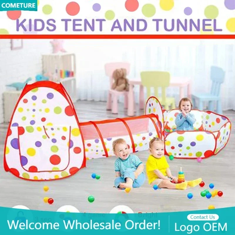 Kids tent Play House Indoor and Outdoor Garden Easy Folding  three-in-one crawl tunnel toy ball pool toy storage folding tent