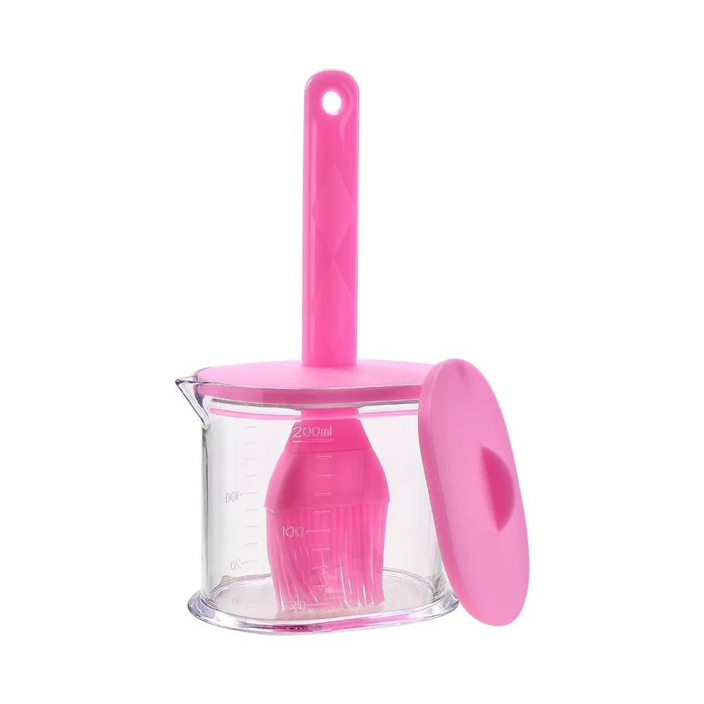 

Baking Tool Non-Slip Handle Silicone Basting Brush Heat Resistant Dustproof Oil Brush with Scale with Bottle BBQ Brush Cooking