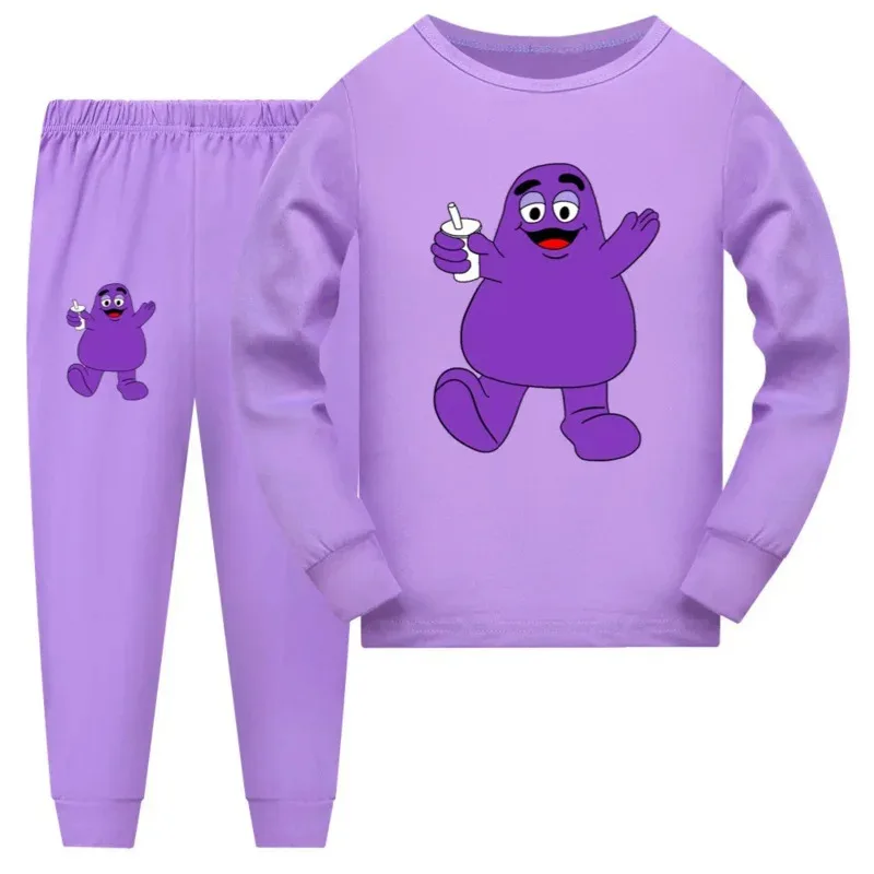 Children Clothing for Boys Girls Grimace Shake Sleepwear Autumn Clothe Short Long Sleeve Pajamas Kids Tops and Pants Outfits Set