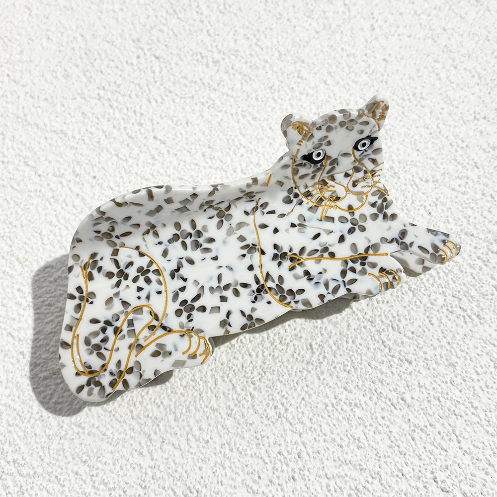 AENSOA Nischendesign Leopardenmuster Tiger Grab Cartoon Haarnadel Frauen Persönlichkeit Wildtier Essigsäure Clip Hinterkopf Hai Clip – Detail 9