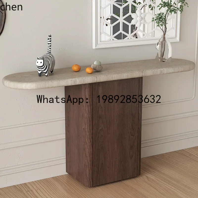 

marble high-end entrance cabinet enters the door living room creative decorative strip dining side cabinet