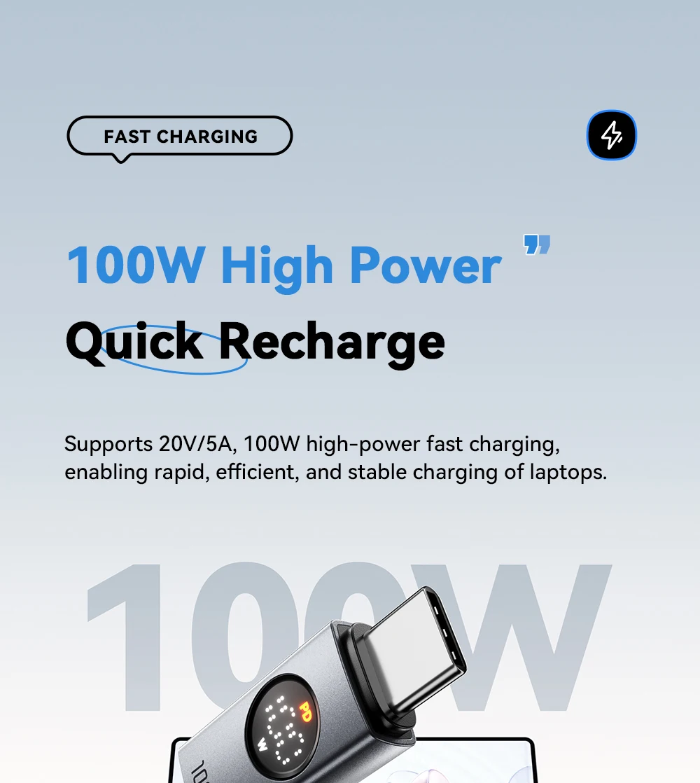Essager 100W Typ-C zu Typ-C PD-Schnellladekabel für MacBook, iPad, iPhone 17, 16 Pro Max, Digitales Display, Datenkabel – Detail 4