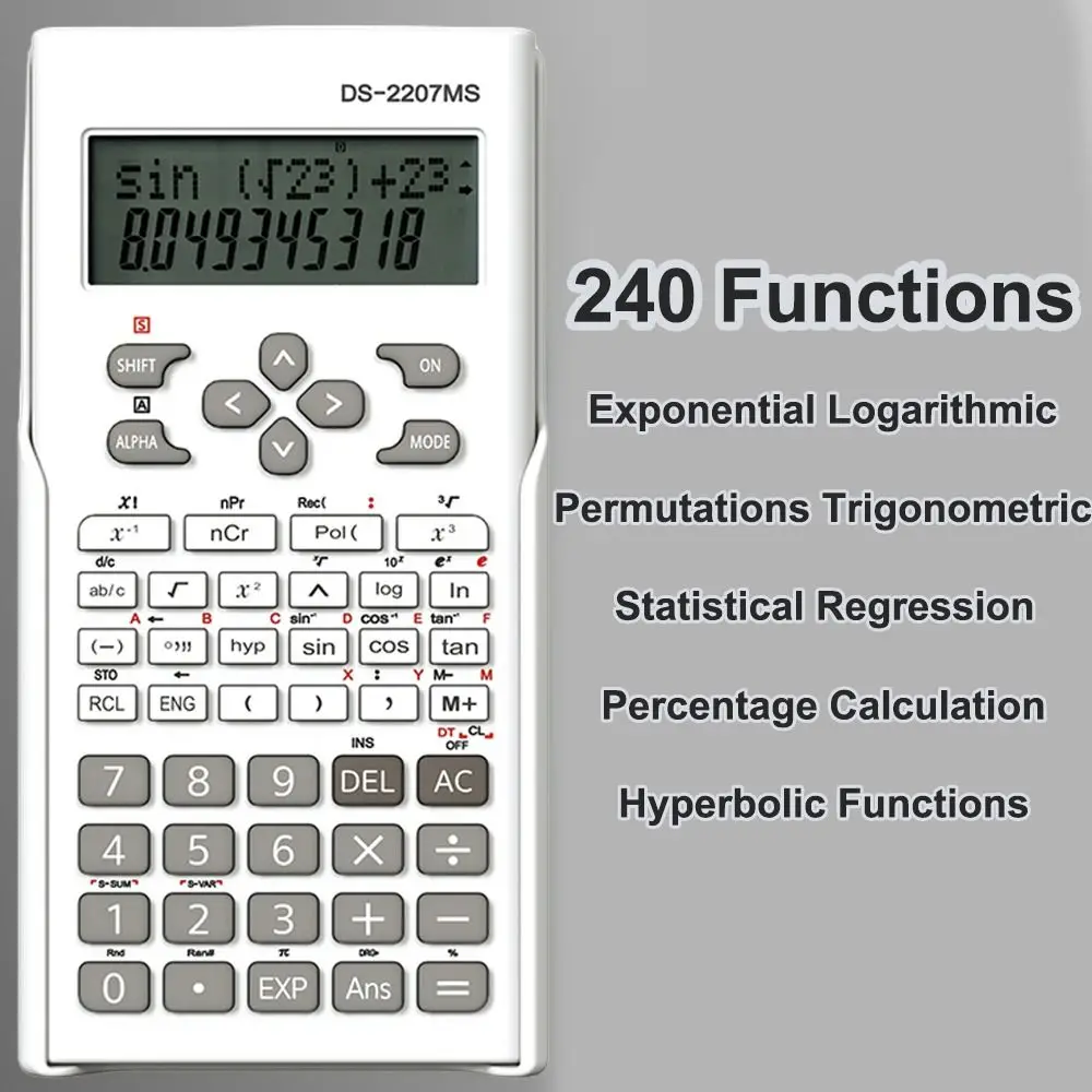240 Functions Engineering Scientific Calculator Standard 2-Line 12-Digit Function Calculator Desk Accessories