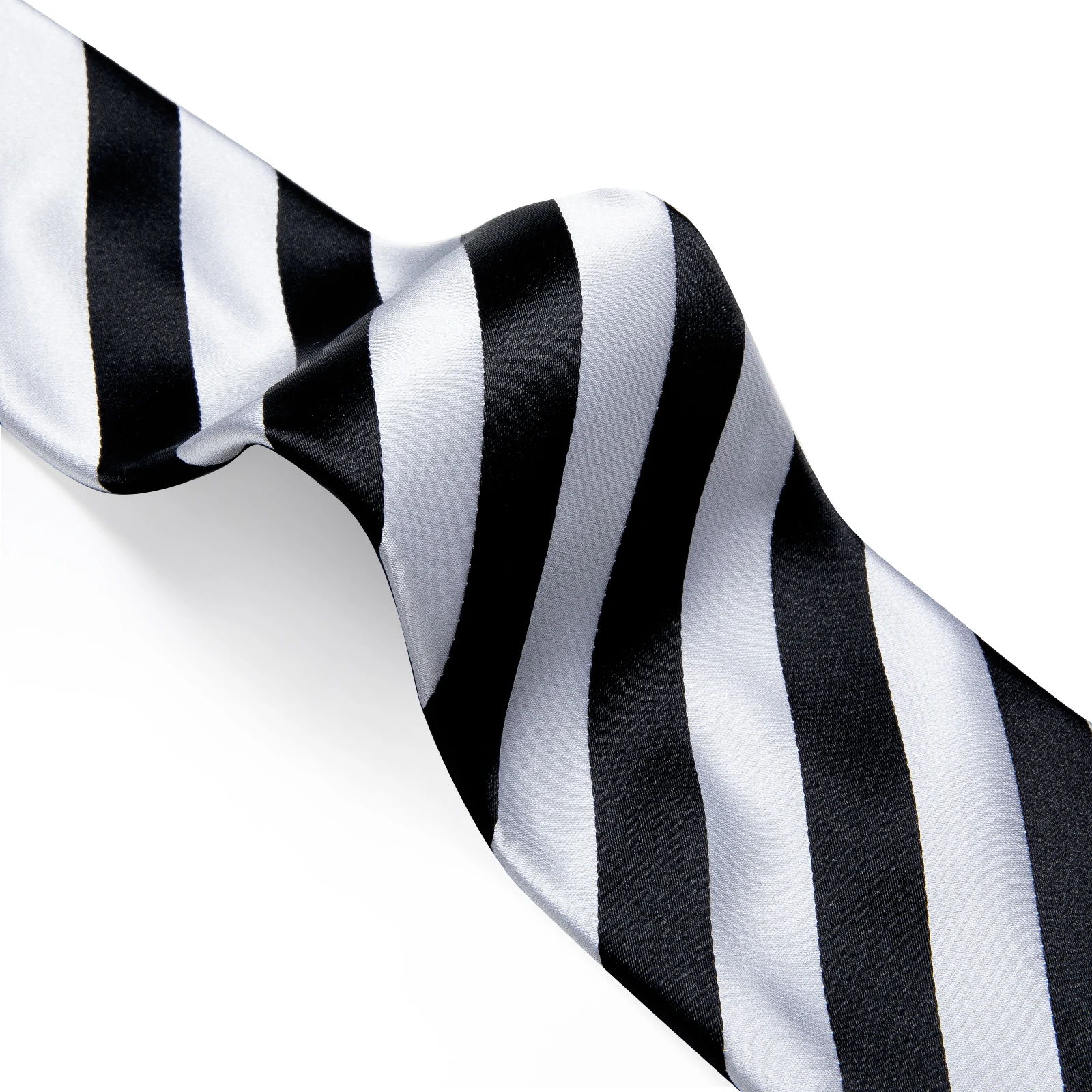 Weiß-Schwarz Zebramuster Krawatten für Herren 8cm Business Hochzeit Krawatte Einstecktuch Manschettenknöpfe Accessoires Geschenk Gravatas Party – Detail 6