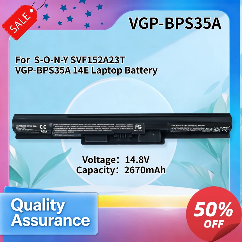 

2670mAh 14.8v Compatible with S-O-N-Y SVF152A23T VGP-BPS35A 14E Laptop Battery
