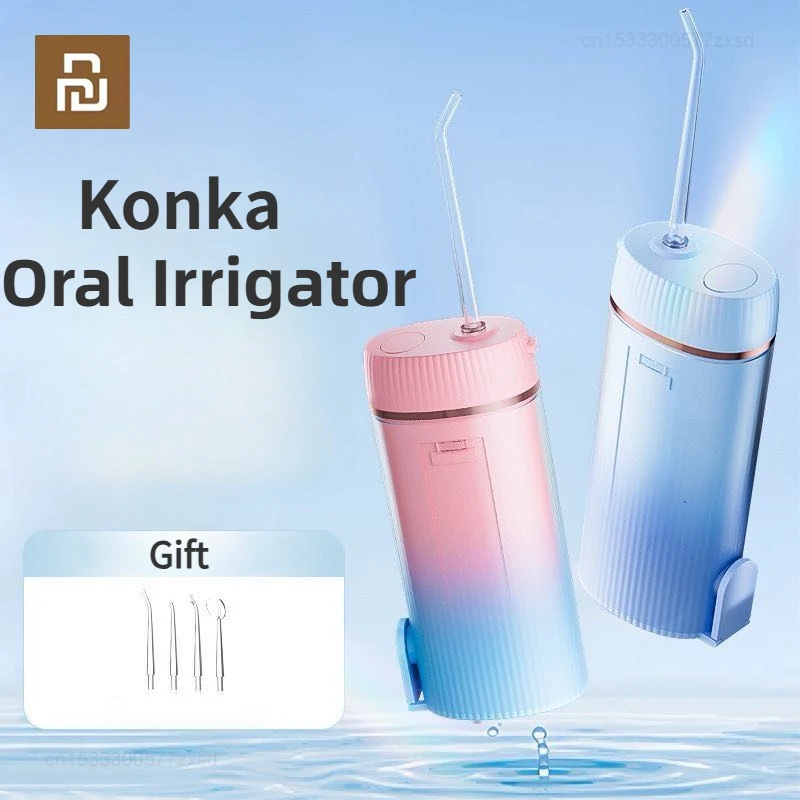 Youpin KONKA Oral Irrigator Rechargeable Portable Dental Water Jet Teeth Cleaner Waterproof Irrigator for 200ML Oral Irrigator