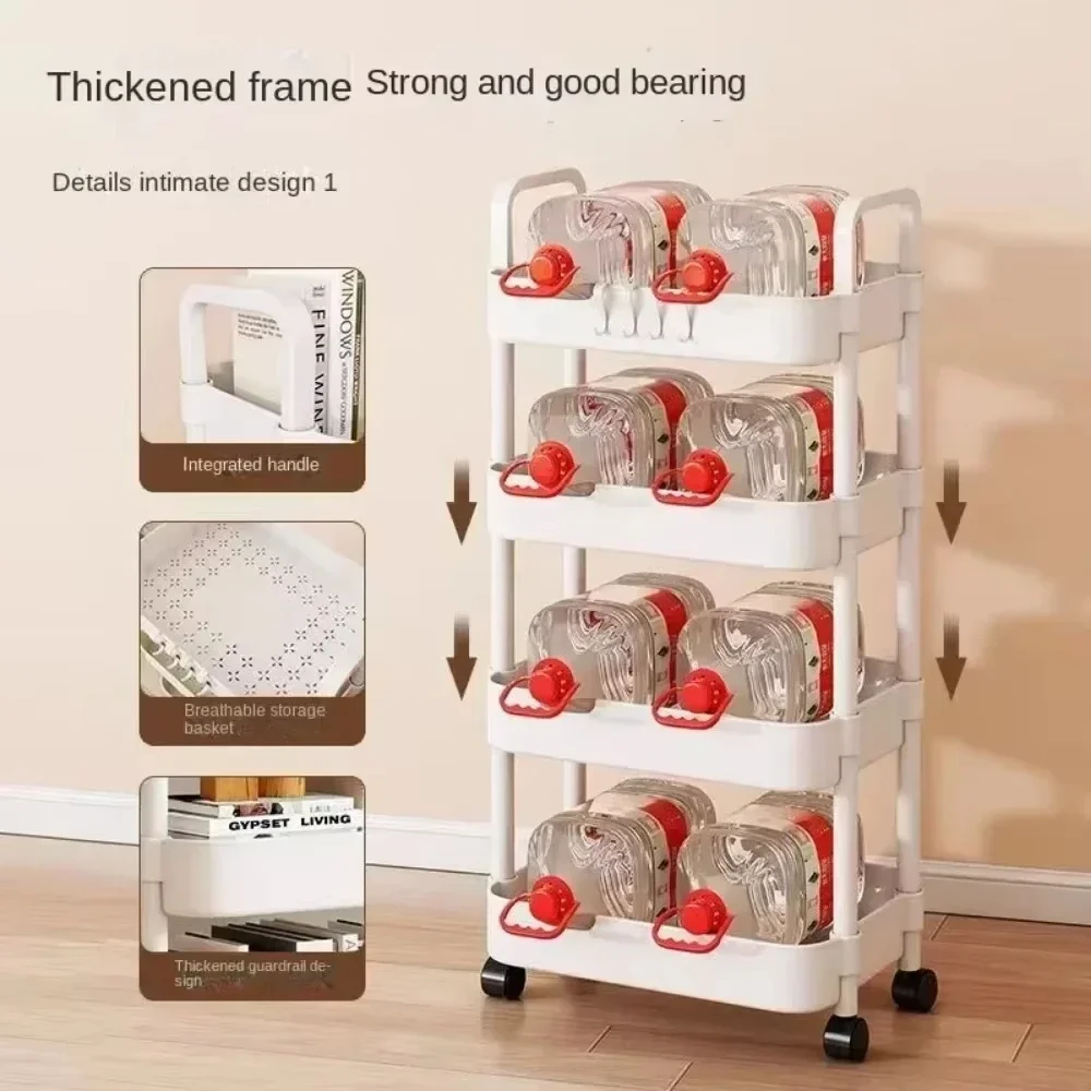 3/4Layer Trolley Organizer Mobile Bathroom Bathroom Storage Trolley Rack Household Kitchen Multifunctional Cart with Wheels image 5