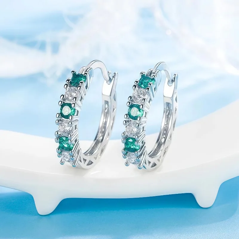 Europe and the United States cross-border hot-selling colorful zircon ear buckle fashion zircon women's earrings zircon ear
