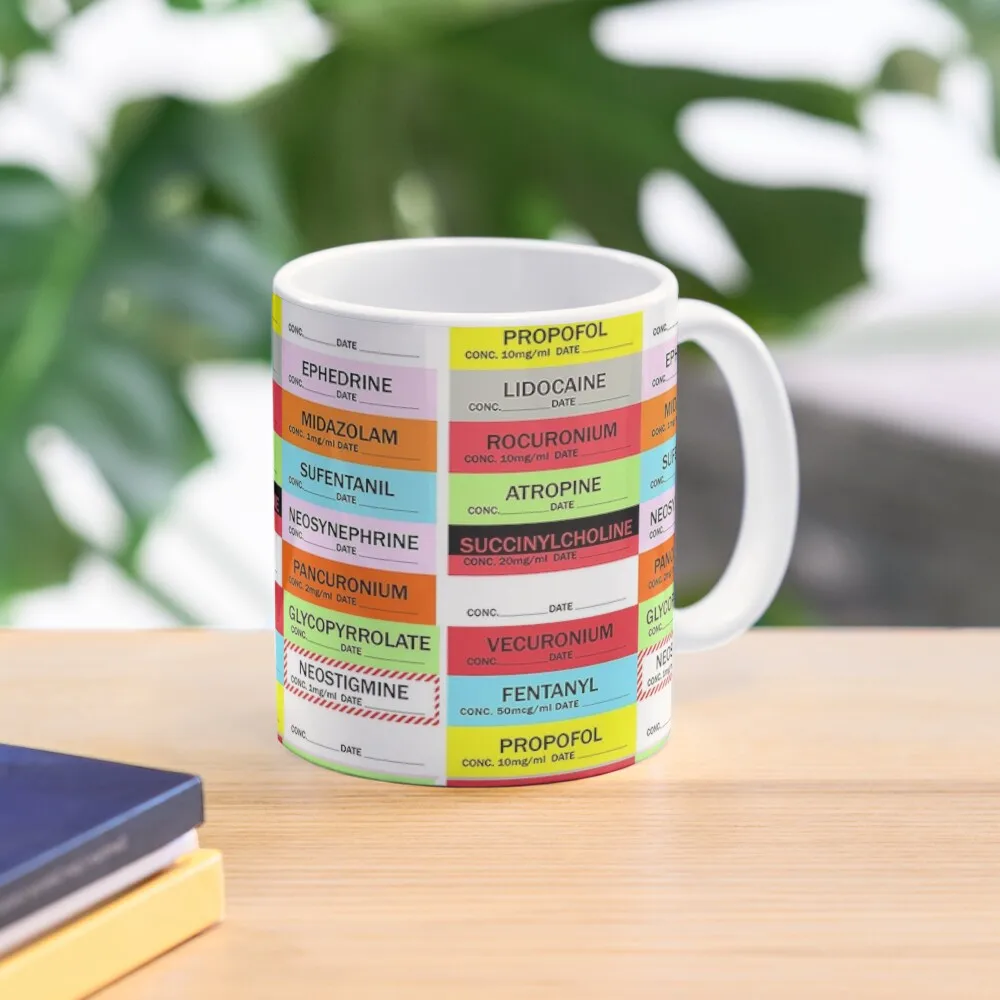 Anesthesia Medication Labels Coffee Mug Glass Cup Coffee Cup