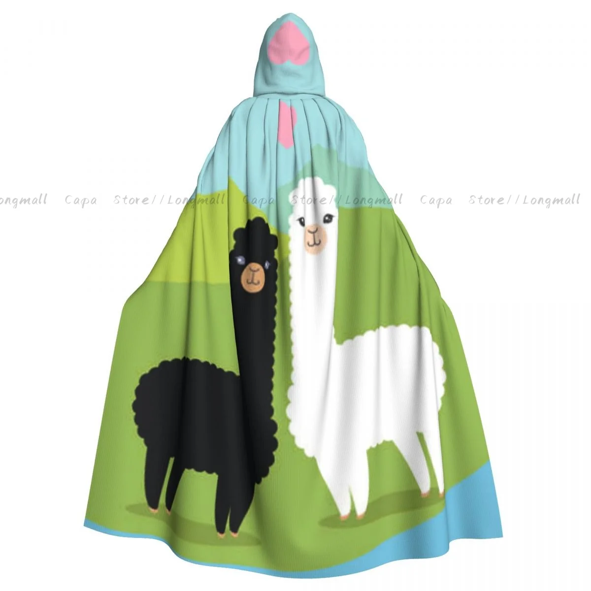 Alpacas In Love Hooded Cloak Coat Halloween Cosplay Costume Vampire Devil Wizard Cape Gown Party