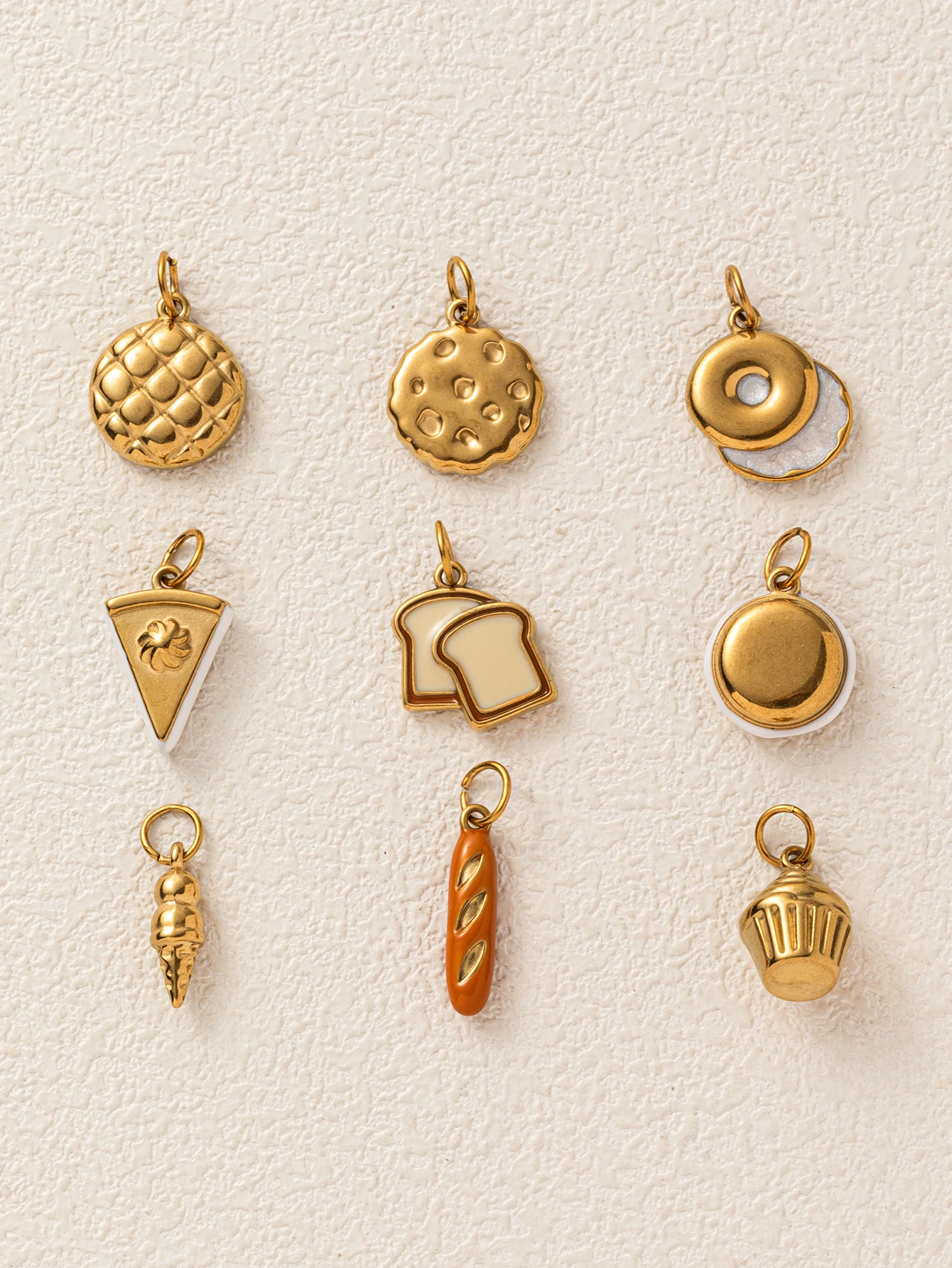316 Edelstahl Wasserdicht Farbbeständig Einfache Beliebte Eiscreme-Ananas-Brötchen-Kuchen DIY Anhänger Charms für Schmuck – Detail 3