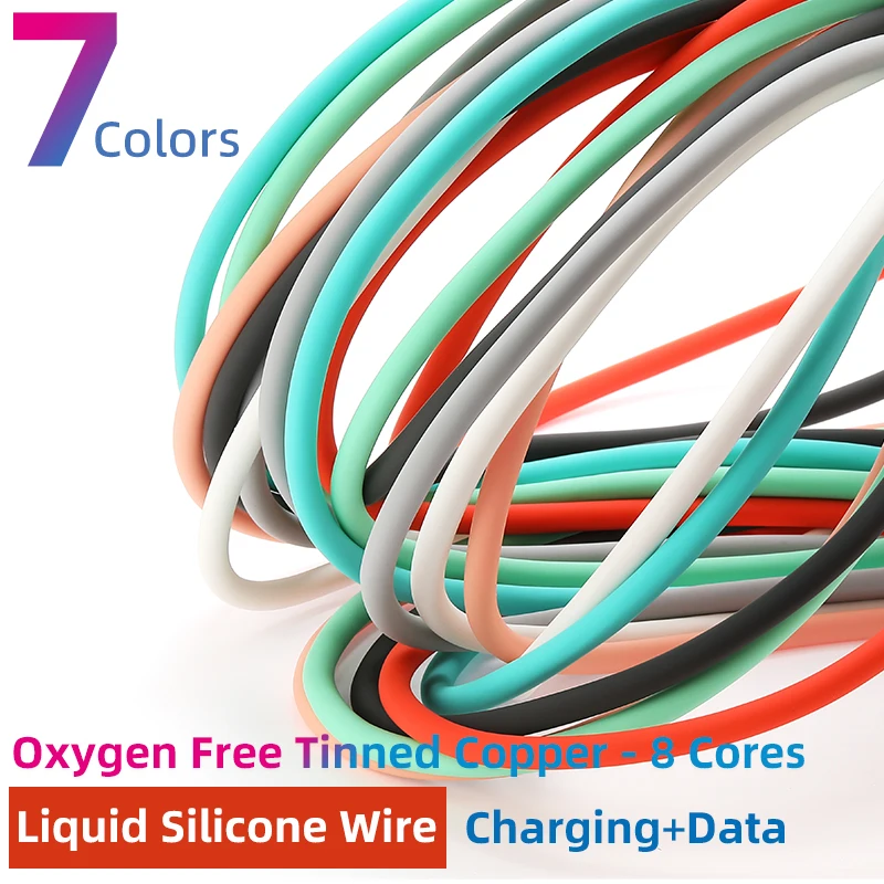 Индивидуальный кабель из жидкого силикона «сделай сам», 120 Вт/6 А, кабель для быстрой зарядки телефона, ремонт кабеля для передачи данных для iPhone Lightning TYPE-C USB, OD6 мм, 8-ядерный