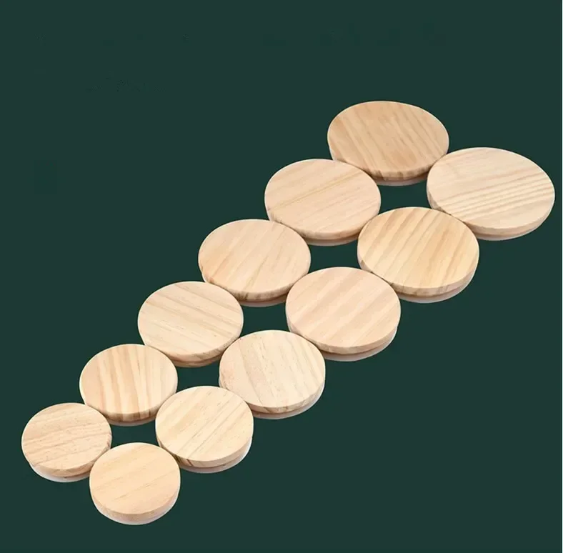 Reusable Bamboo Wood Lids Various Sizes Mason Jar Caps Non Leakage Silicone Sealing Wooden Covers Canning Storage Supplies