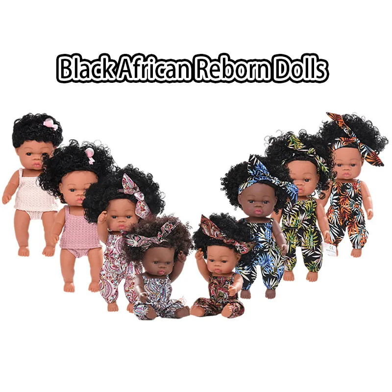 

33cm Cute African Black Reborn Doll Simulation Vinyl Newborn Reborn Doll Joints Movable Children Play House Toys Birthday Gift