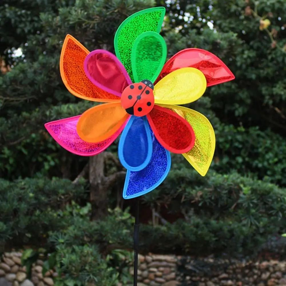Multistyles Rainbow Sunflower Windmill Double-layered PVC Glitter Rotating Sunflower Diameter 32/38/40cm