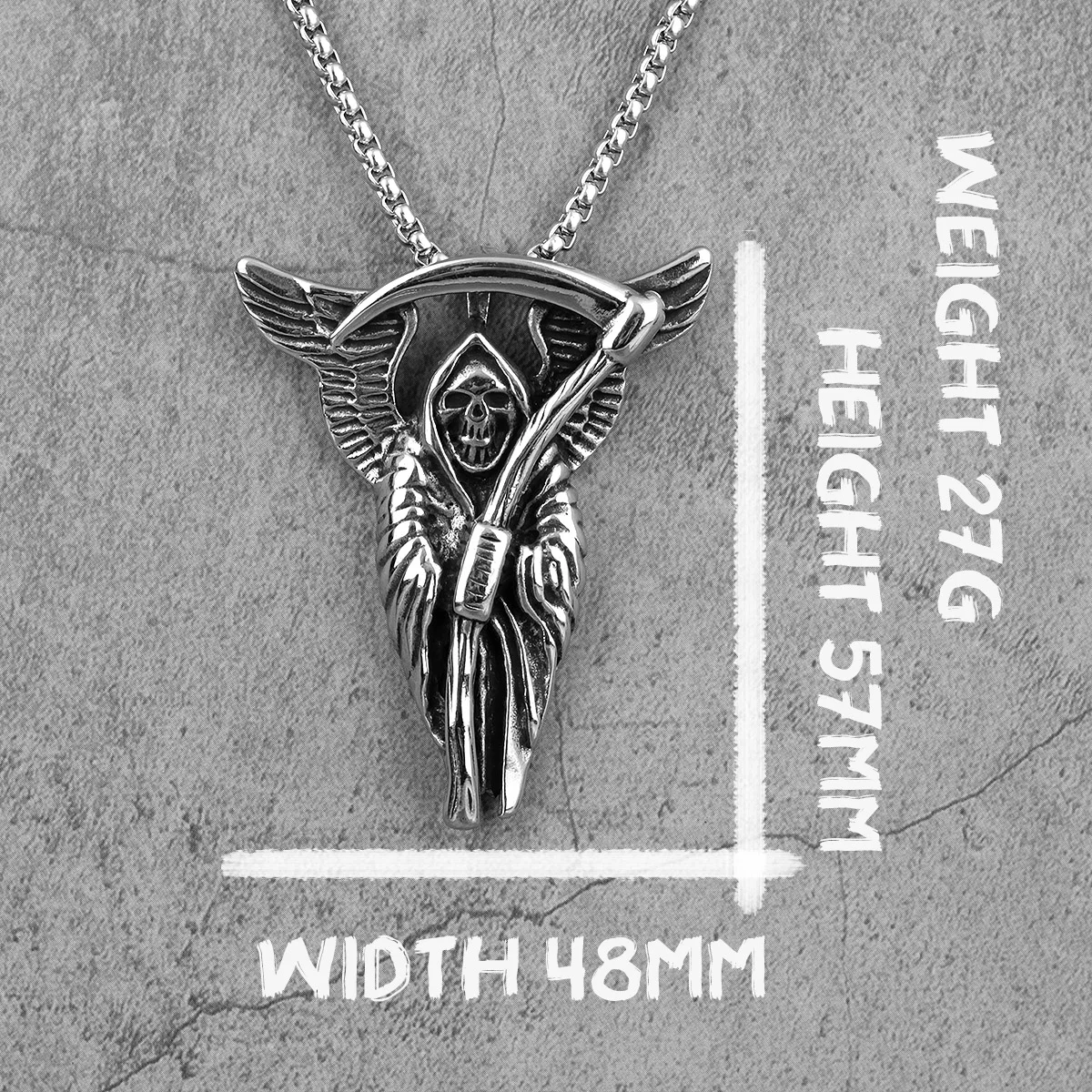 Grim Reaper Death God Skull Men Necklaces Pendants Chain Gothic for Boy Male Stainless Steel Jewelry Creativity Gift Wholesale