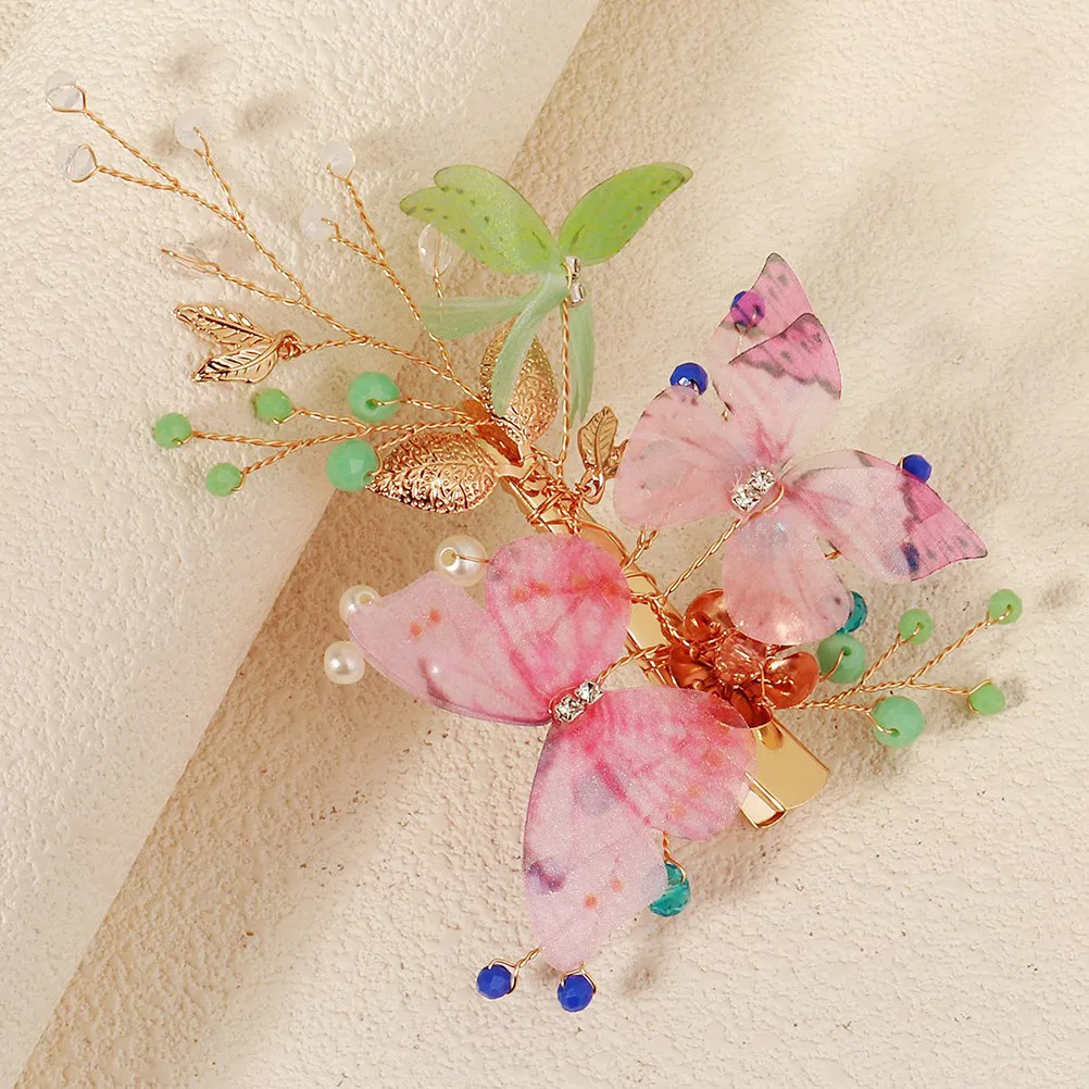 

Colorful Butterfly Side Braid Bridal Hairclip Alligator Hair Barrettes Wedding Hair Accessories Decorative Hairpins for Women