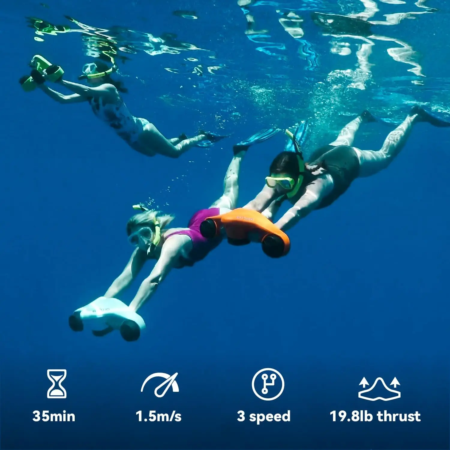 카몰렉 수중 스쿠터 듀얼 모터 40M 방수 카메라 마운트 포함 스쿠버 다이빙 스노클링용