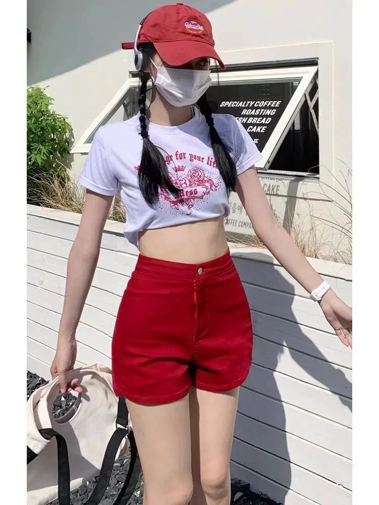 Female minimalist ins new Harajuku casual pants with trendy temperament, versatile and artistic five quarter pants, Japanese tre