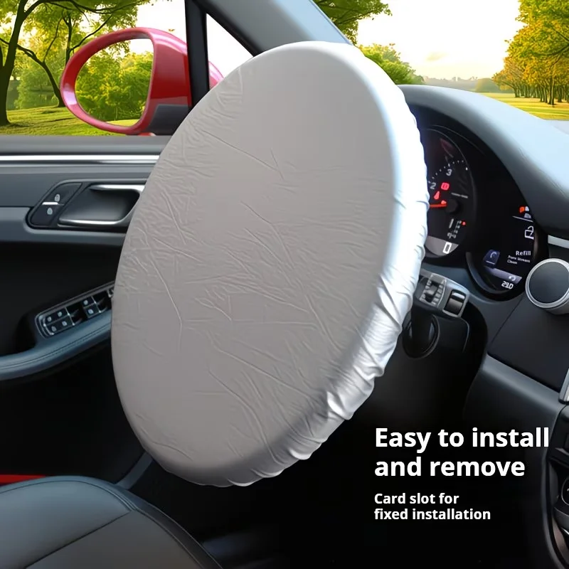 1PC Universal Polyester Car Steering Wheel Sunshades, UV Block Heat Insulation Sunscreen Protector for Auto Steering Wheels