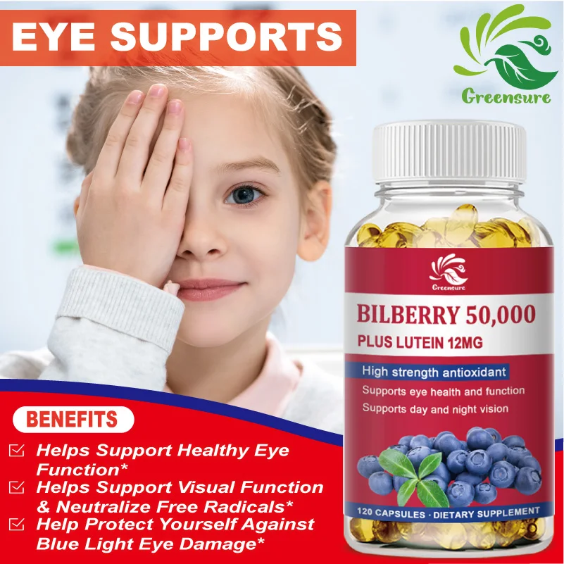 Greensure 60/120 Pcs Bilberry Lutein Extract Support Eye Health and Vision