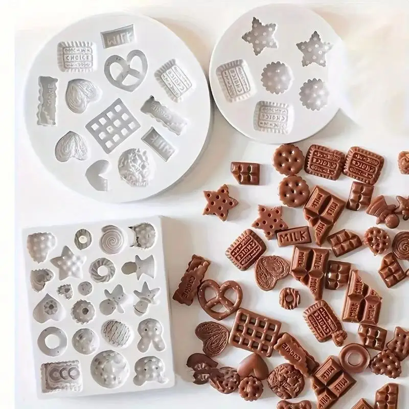 Food Grade Mini Silicone Cookie Molds Non-Stick Reusable DIY Baking Tools for Chocolate Candy Jewelry Making Gifts