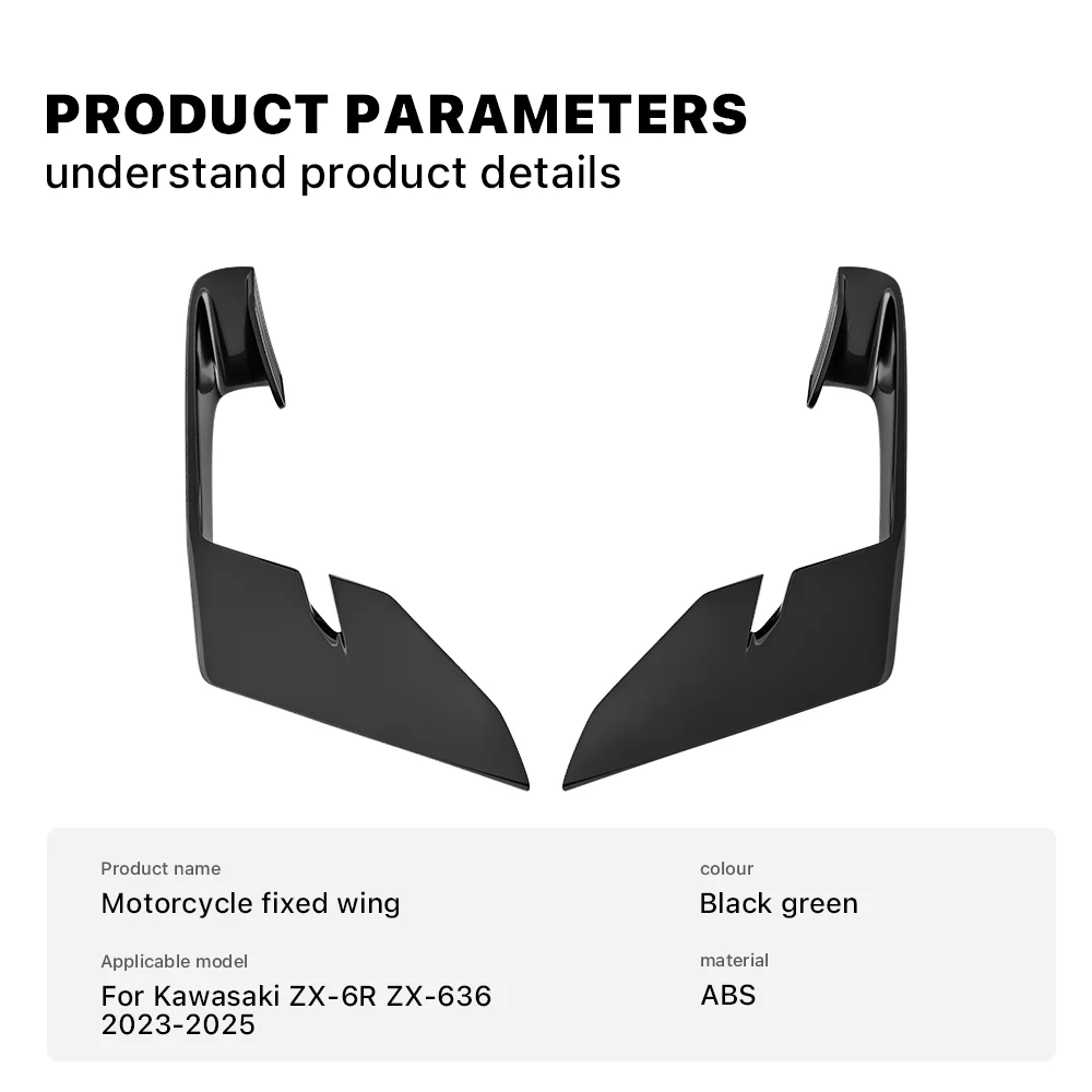 Motorcycle ZX6R Fixed Wings side For Kawasaki ZX 6R ZX636 Ninja ZX-6R 2023-2025 Fairing Spoiler Winglet green abs Accessories