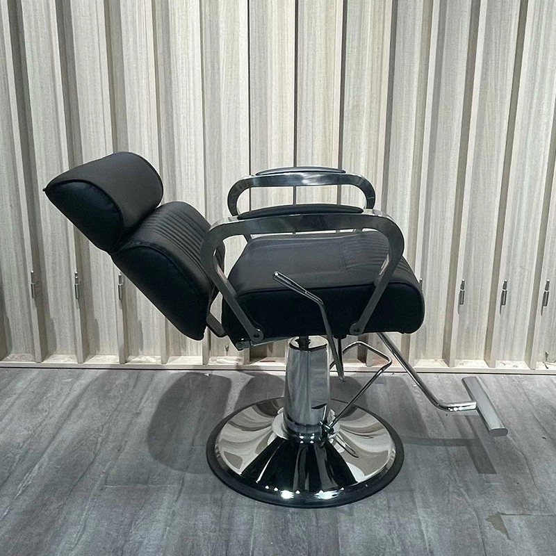 kr-Modern Salon Furniture Round Base Hairdressing Styling Chair Luxury Adjustable Tilting Shaving Barber Chair for Women！