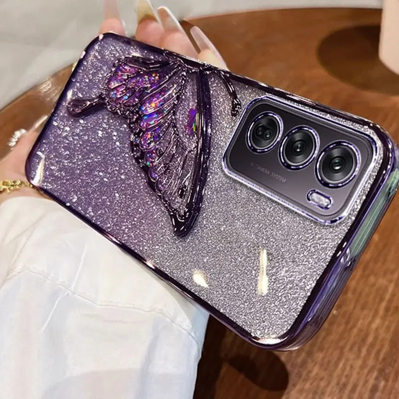 

Reno12 5G Case Luxury,Bling Quicksand Butterfly Case For OPPO Reno 12 11 10 pro A59 A79 A38 A78 A36 A76 A57 A58 Shockproof Cover