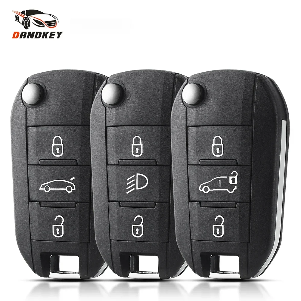 

Dandkey 2PCS Flip Remote Car Key Shell Case For Peugeot 208 2008 301 308 508 5008 Expert For Citroen C-Elysee C4-Cactus C3 Light