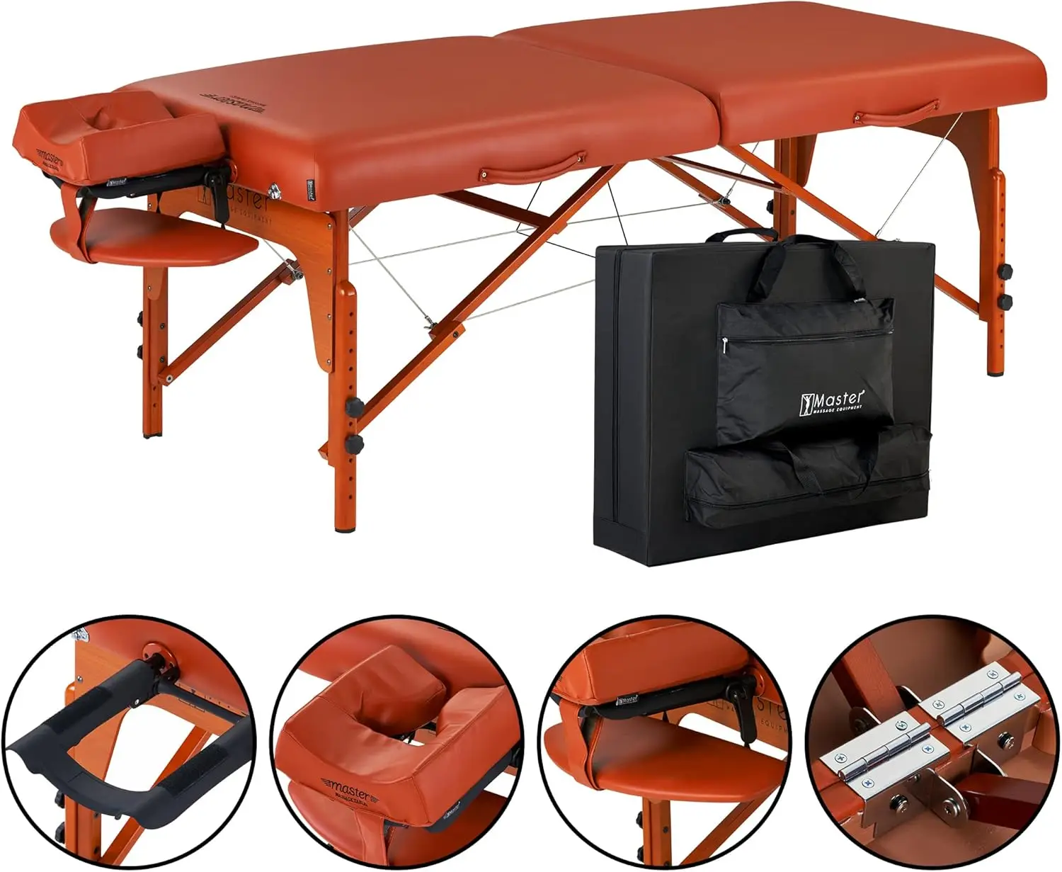 Master Massage 31" Santana Pro Portable Massage Table Package, Memory Foam Cushioning, Reiki Leg Panels, Mountain Red- Tattoo