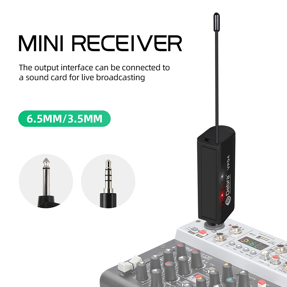 VP-02 4-Channel Handheld Wireless Microphone System with Built-in Lithium Battery, Rechargeable Handheld Microphone for Karaoke