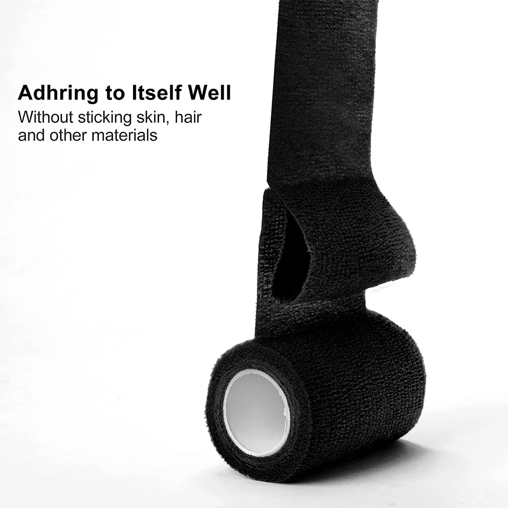 12 Pcs Black Elastic Self-Adhesive Bandage 5 cm Sports Fixed Elastic Bandage for Sports Injuries and Pet Treatment XQ