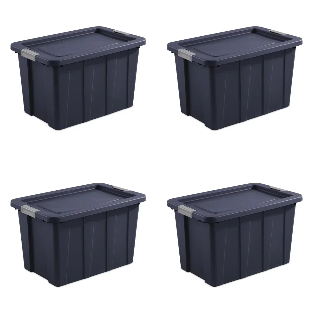 30 Gallon Latching Tuff1 Tote Plastic, Dark Indigo, Set of 4 Furniture Decoration Classical Elegance