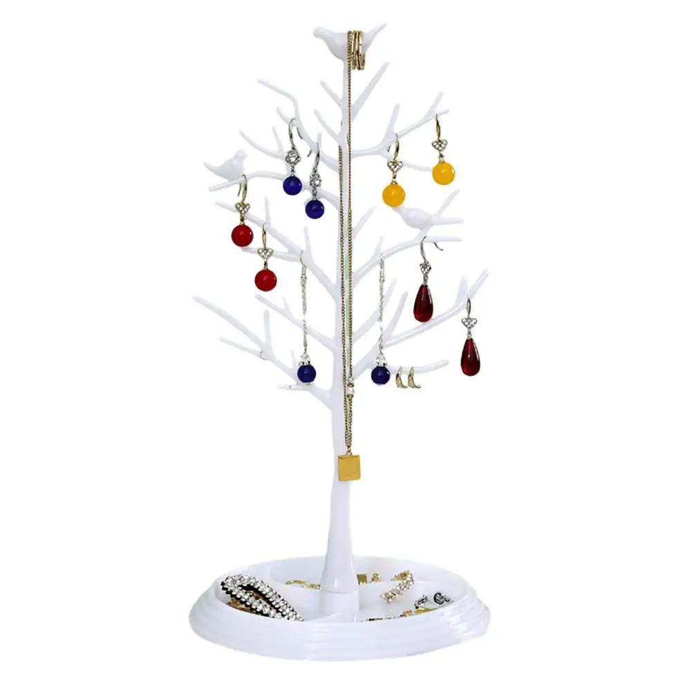 Easy to Clean Jewelry Hanger Elegant Tree Shape Jewelry Stand Organizer for Tangle-free Earrings Necklaces Detachable Base