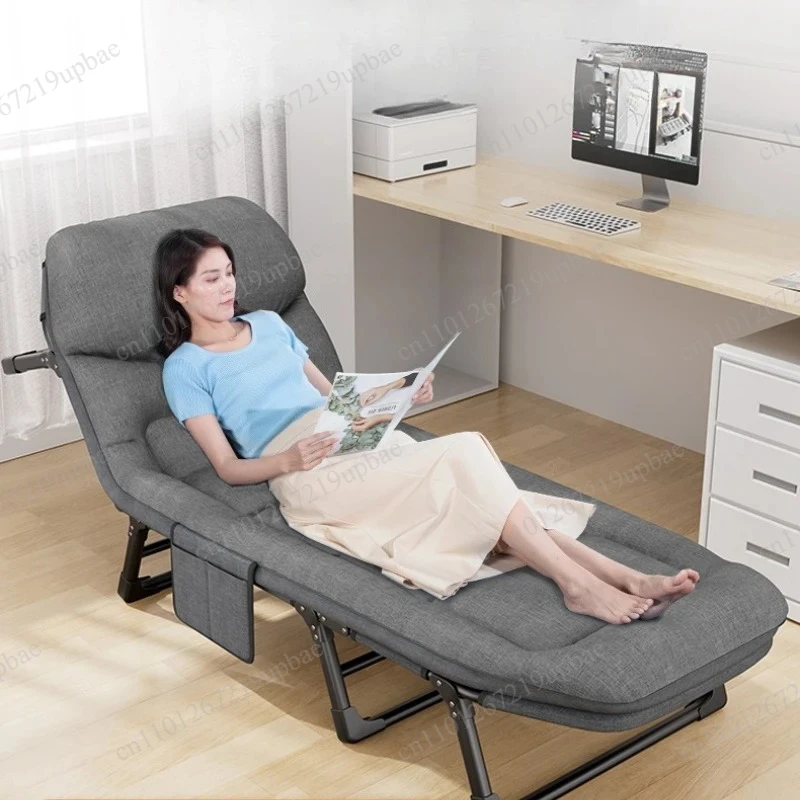 Foldable Recliner Chair Portable Office Nap Bed Multi-Function Hospital Cot Space-Saving Guest Bed with Storage