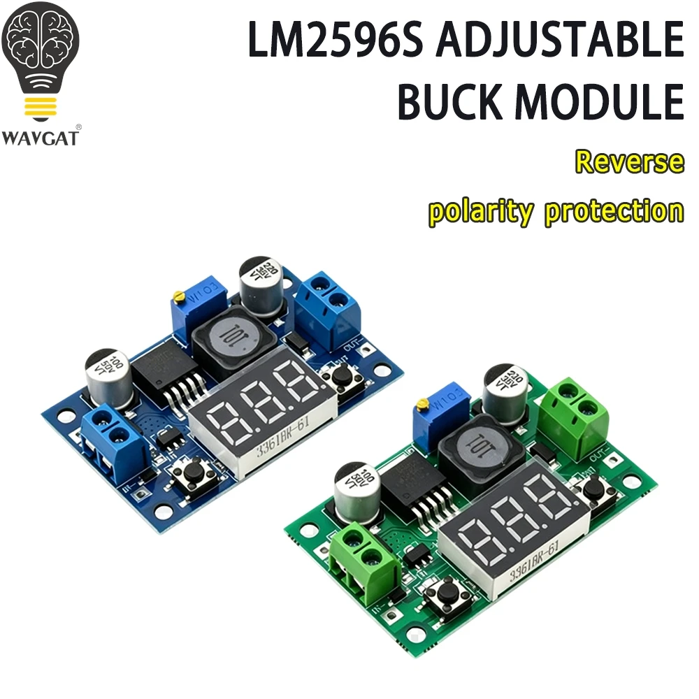 WAVGAT LM2596 DC 4.0~40 to 1.3-37V Adjustable Step-Down Power Module + LED Voltmeter DC/DC